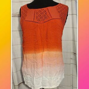 NWT Rewind Brand Ombre Tank Top, fades from orange to ivory. Size L